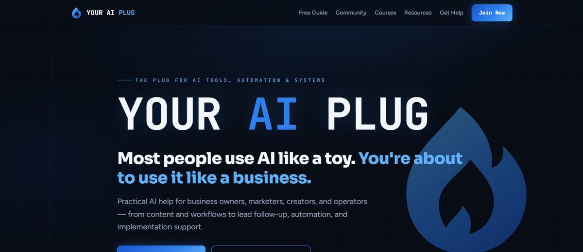 Screenshot of the Your AI Plug homepage